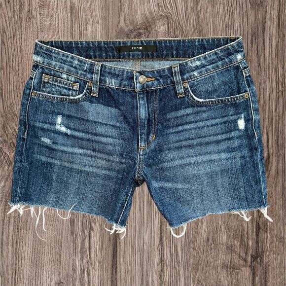 Joe’s Jeans Blue Denim Distressed Jean Shorts Women’s Size 27 Distressed Hem - Picture 1 of 7